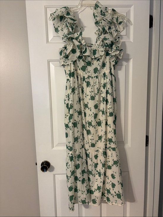 ARULA Dresses & Skirts - ARULA White Dress with Green Botanical Print
